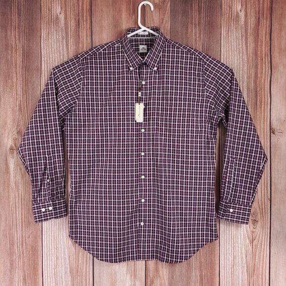 NWT Peter Millar Mens Size Large Long Sleeve Button Down Shirt Plaid Maroon - Picture 1 of 12